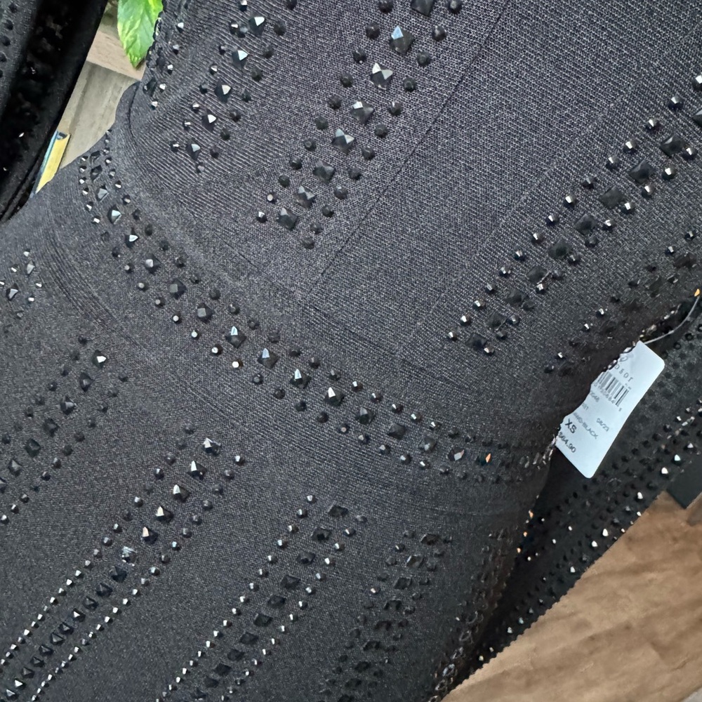 L/S Black Rhinestone Bodycon Dress - Picture 3 of 9